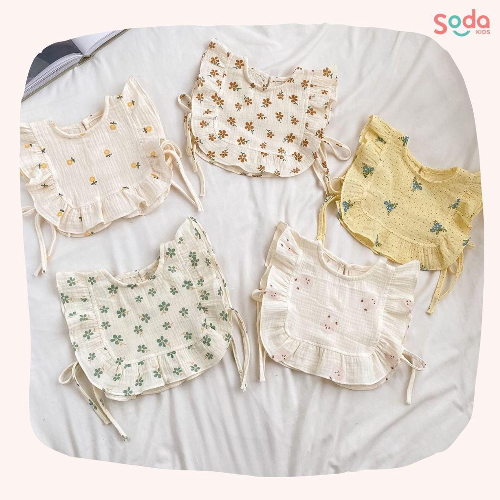 Yếm xô cho bé gái SODA KIDS viền bèo dáng tiểu thư yếm vuông buộc dây