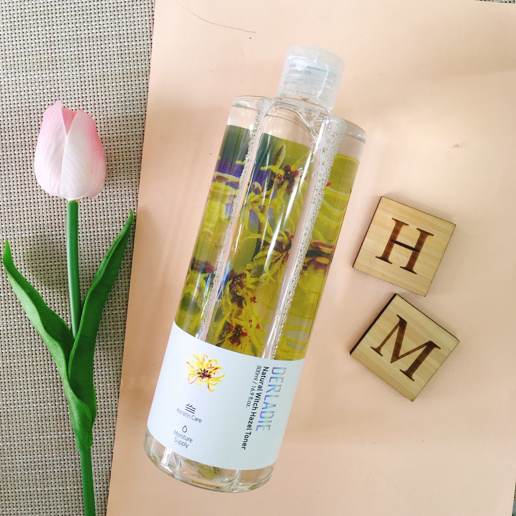 Nước Hoa Hồng Làm Sạch, Dưỡng Ẩm từ Cây Phỉ Derladie Natural Witch Hazel Toner 500ml