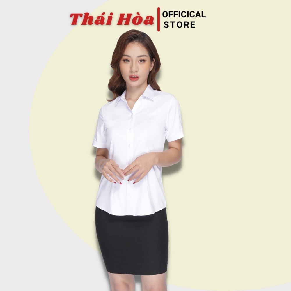 Áo sơ mi nữ công sở ngắn tay sợi tre Thái Hoà các màu ASW0301-R10