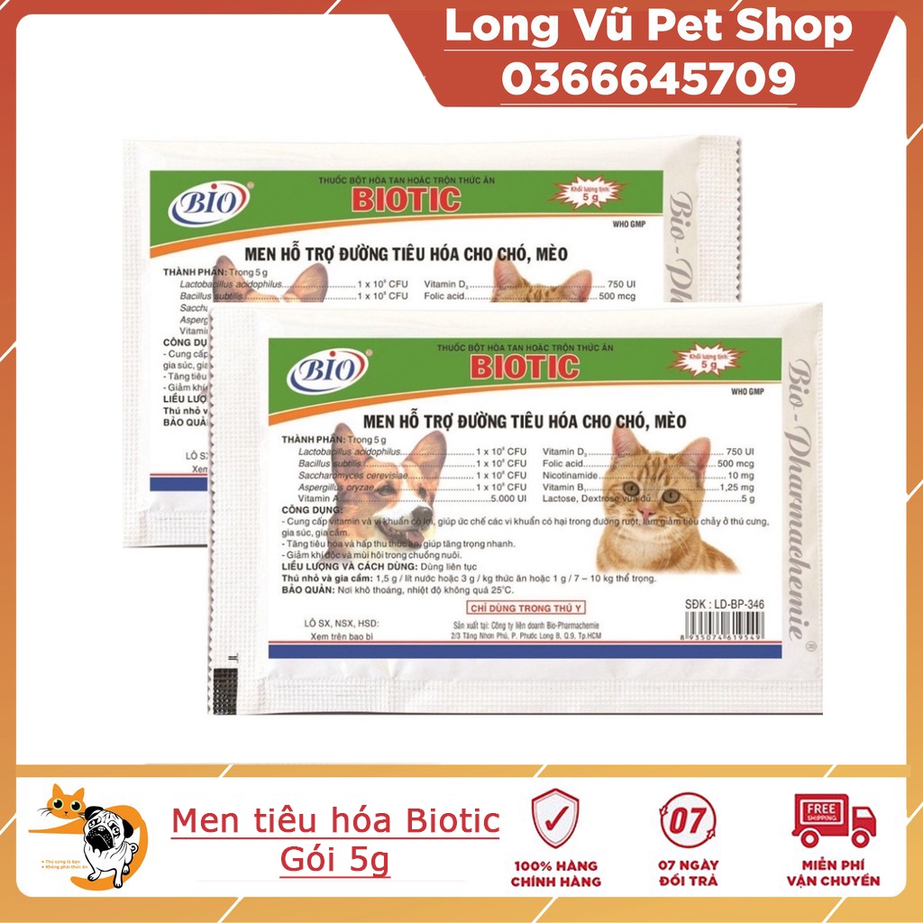 Men Tiêu Hóa Hỗ Trợ Đường Ruột Cho Chó Mèo BIOTIC 5g - iPet Shop