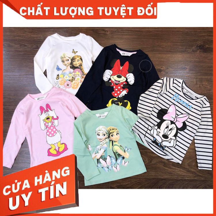 Áo Thun Dài Tay Trẻ Em_ Áo Thun Bé Gái HM Cotton Xuất Dư_ Chất Cotton mềm mịn hàng xuất Âu Mỹ cực đẹp size 1-10y(0-28kg)