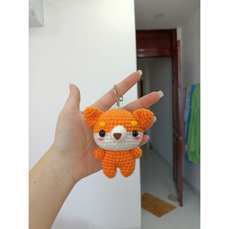Móc khóa len chó Shiba đáng yêu