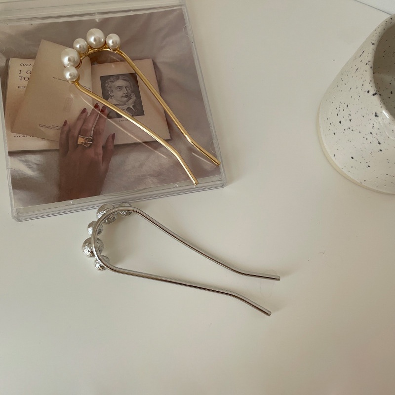 Trâm cài tóc chữ U đính ngọc trai nhân tạo thời trang tinh tế đẹp mắt