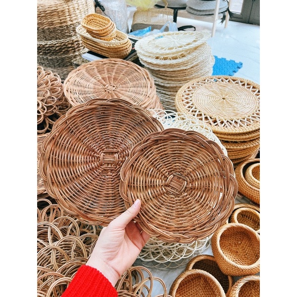 Hàng Đẹp Độc Lạ-Set đĩa mây trang trí tường Vintage Hàn Quốc siêu xinh, bền đẹp, shop tự chụp