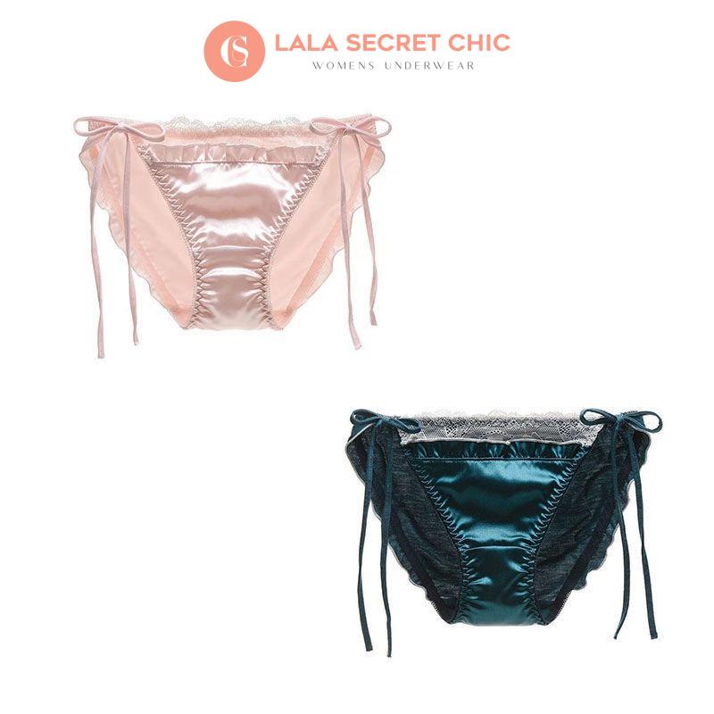 Quần lót nữ LALACHIC hoạt tiết phối ren dây hông điều chỉnh được