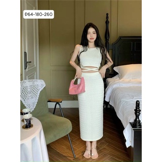 [SET HOT] SET THUN LEN TAY NGẮN, CHÂN VÁY DÀI ÔM SÁT, CỘT EO  Đ64 - SIÊU SEXY