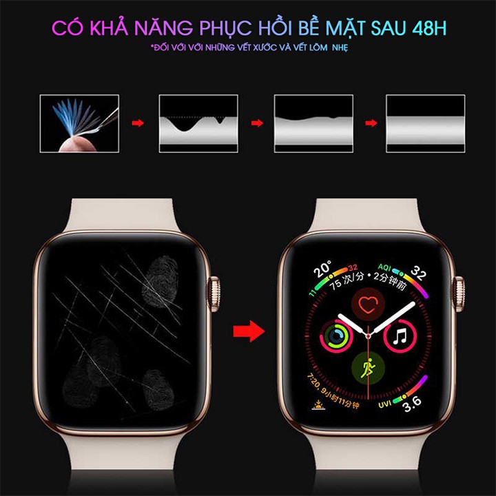 Miếng Dán Dẻo PPF Tự Phục Hồi Trầy Xước Cho Apple Watch Series 6 Size 38/40/42/44mm