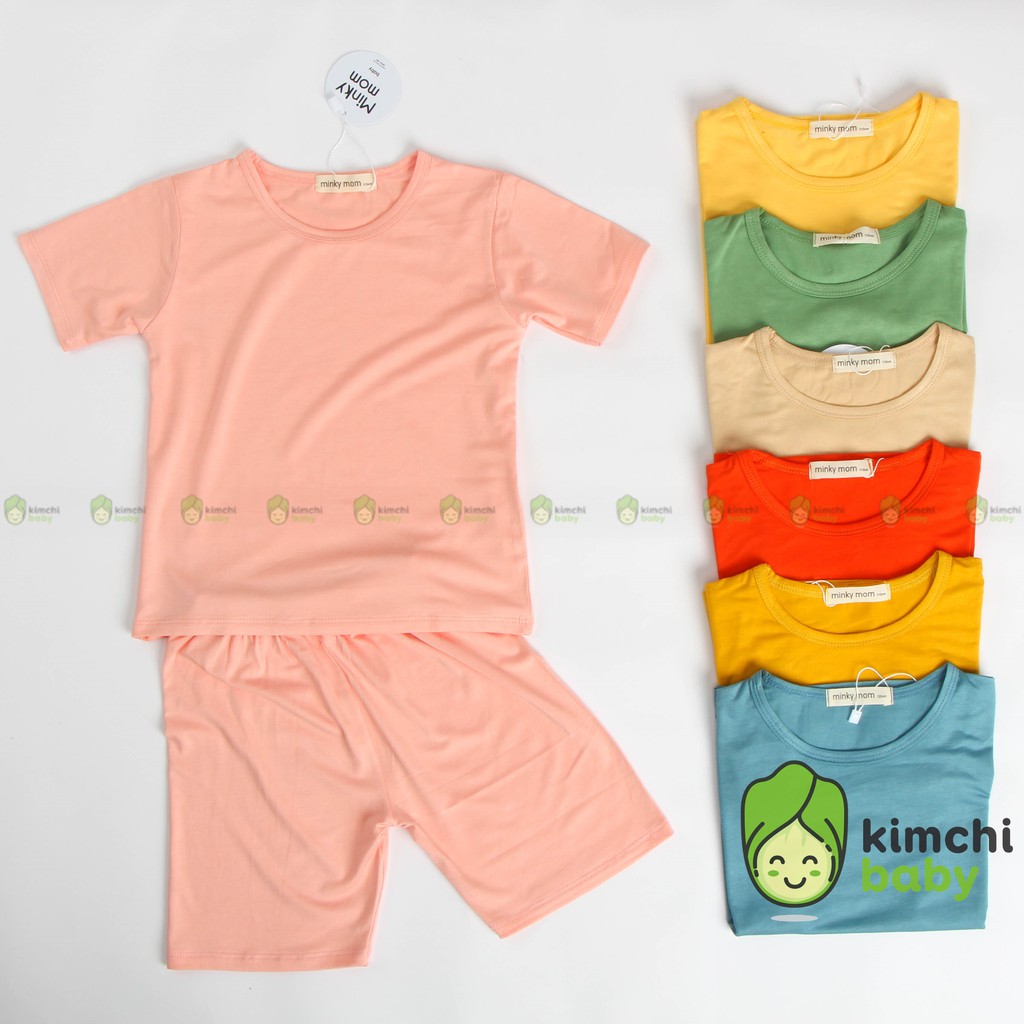 [SALE63]  Đồ Bộ Bé Trai, Bé Gái Minky Mom Vải Thun Lạnh, Bộ Cộc Tay Cho Bé Mặc Nhà, Bộ Quần Áo Trẻ Em Dễ Thương Mùa Hè M