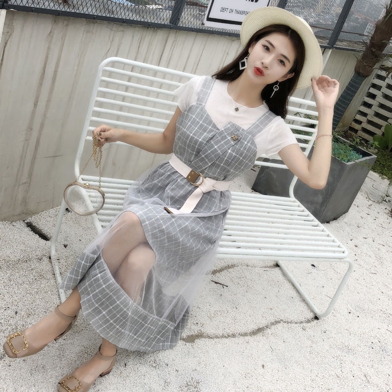 Set 2 món gồm áo ngắn tay và đầm xòe ngọt ngào phong cách Hàn Quốc cho nữ | BigBuy360 - bigbuy360.vn