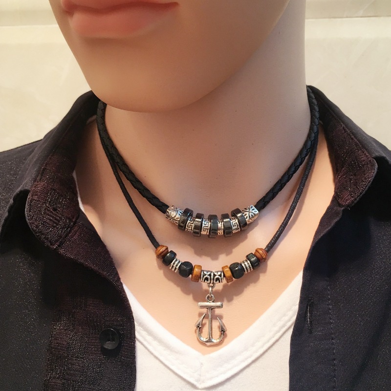 Vòng Cổ Dây Da Mặt Răng Sói Phong Cách Bohemian Dành Cho Nam Nữ