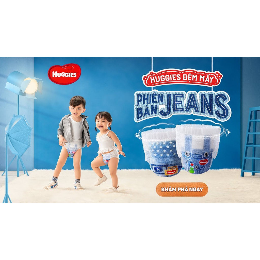 102----tã quần Jean / đệm mây Huggies L 102 miếng -tặng 1 khủng long chip