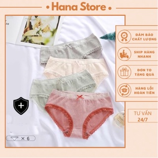 Quần Lót Nữ Cotton LAYANA Co Giãn 4 Chiều Kẻ Caro Viền Ren Dễ Thương 555_LAYANA STORE