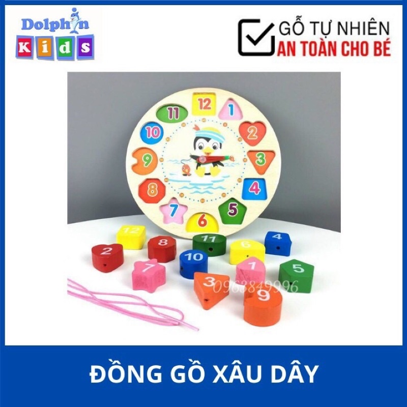 Đồng Hồ Gỗ Đồ Chơi Cho Bé Thông Minh, Phát Triển Trí Tuệ- Đồ Chơi Bằng Gỗ Cho Bé