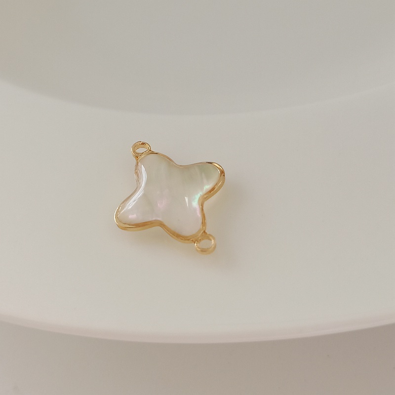 Mặt Dây Chuyền Hình Cỏ Bốn Lá Màu Vàng Đồng 14K DIY