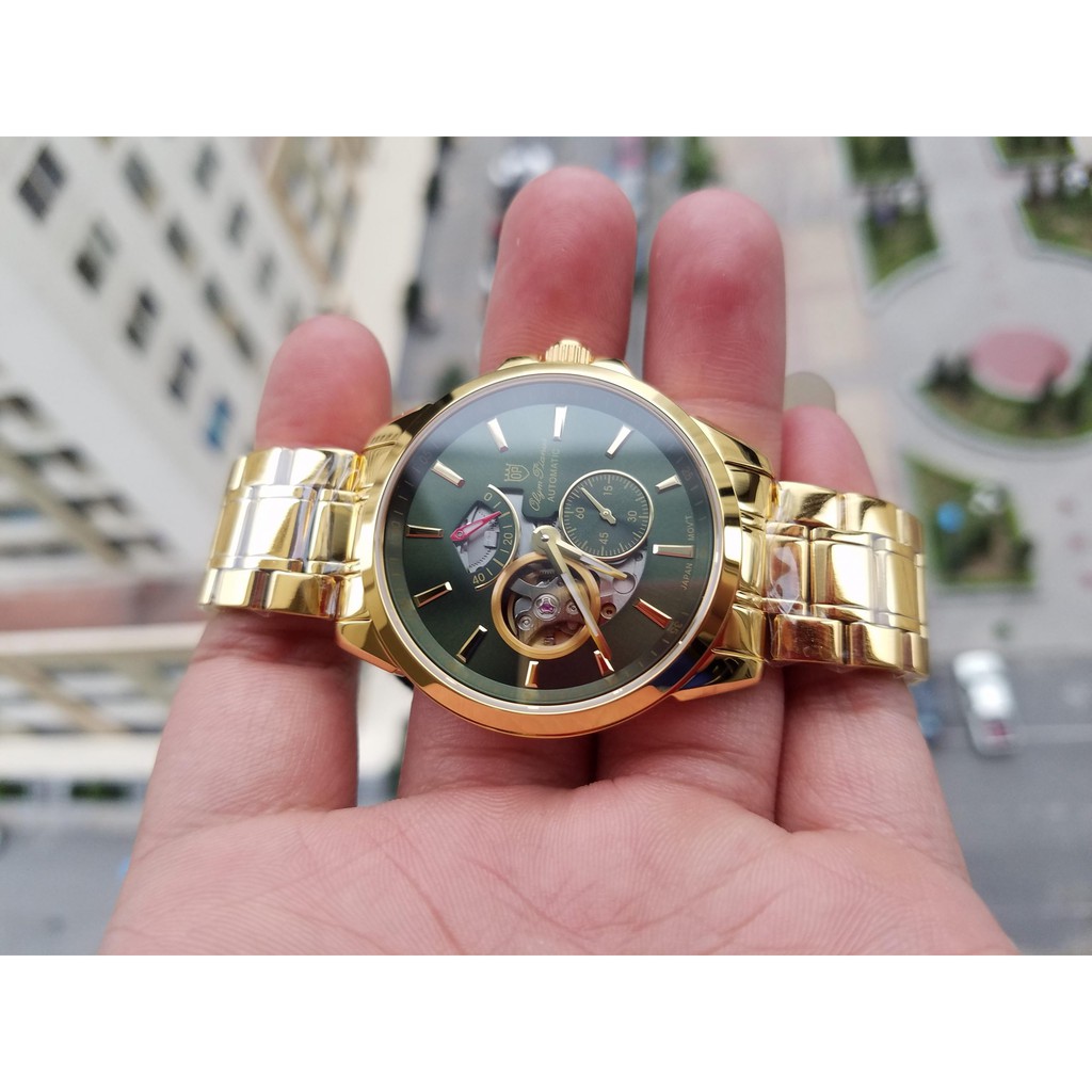 Đồng hồ nam dây kim loại mặt kính sapphire automatic Olym Pianus OP9908-88 OP9908-88