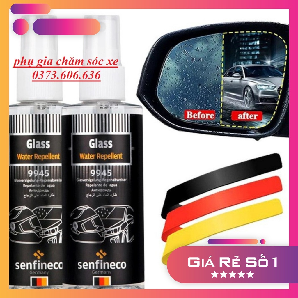 Chai Xịt Nano Chống Bám Nước Kính Ôtô SENFINECO 9945 Glass Water 100ml, chống tụ đọng nước trên kính lái, gương xe