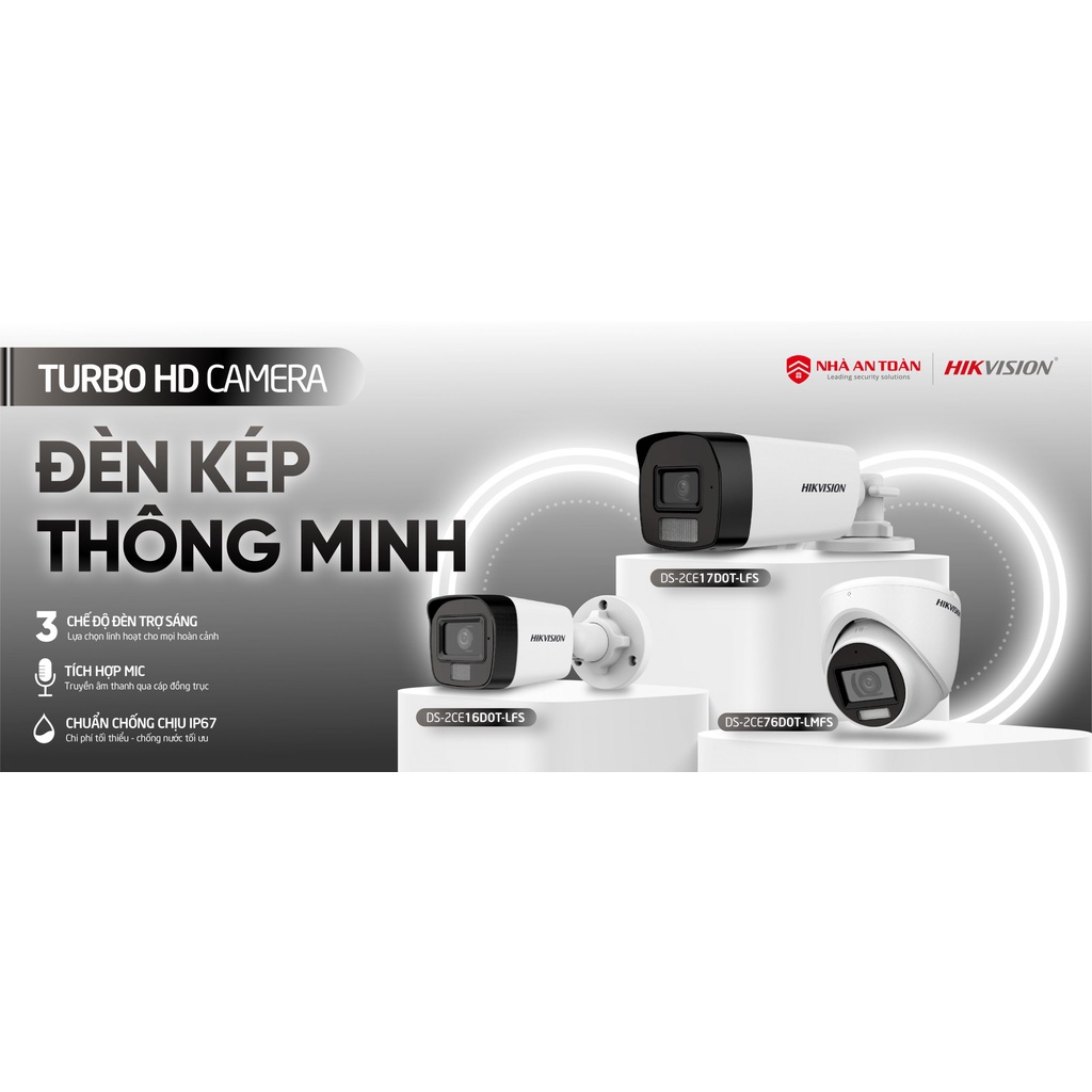 Bộ camera HIKVISION full hd có âm thanh có màu ban đêm và phát hiện con người acusense thế hệ mới