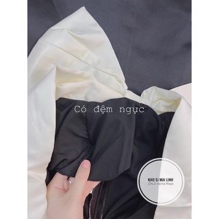 Đầm tafta đen nơ có cup ngực