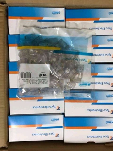 Combo kìm bấm mạng đa năng xanh + hạt mạng amp túi 100