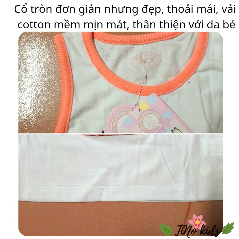 Bộ cotton ba lỗ - phối viền sát nách quảng châu cho bé 6-15kg