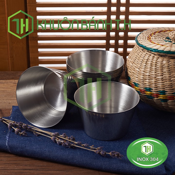 10 khuôn bánh flan inox 304 - có nắp dậy