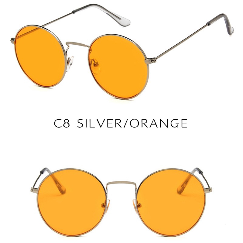 Kính mát retro thời trang Hàn Quốc gọng tròn kim loại màu kẹo chống tia UV400 thời trang nam nữ