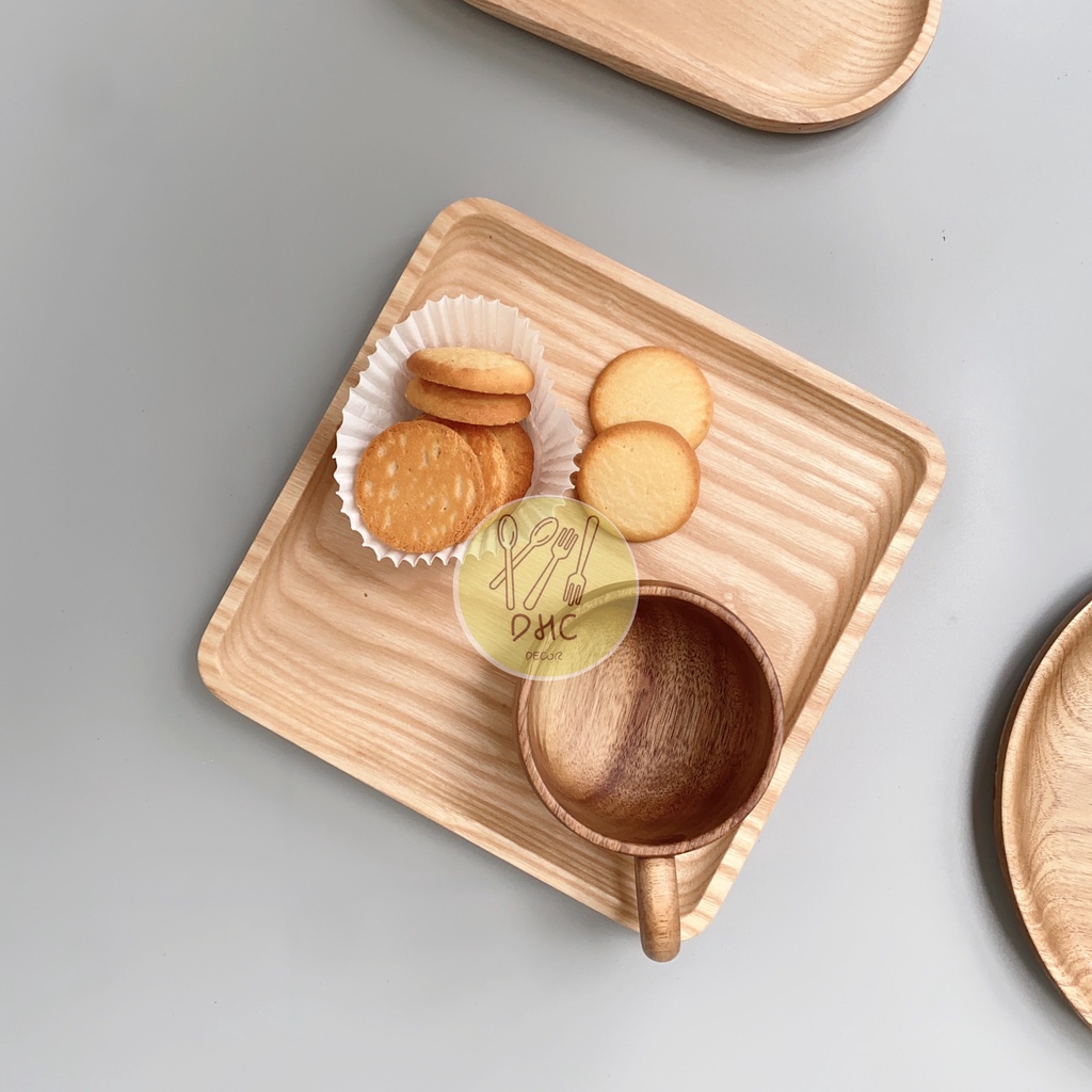 Khay, Đĩa , Lót Cốc Gỗ Tần Bì, Gỗ Keo Trang Trí Chụp Ảnh Đựng Đồ Ăn, Phục Vụ Quán Cà Phê , Decor Bàn Ăn DHC Decor