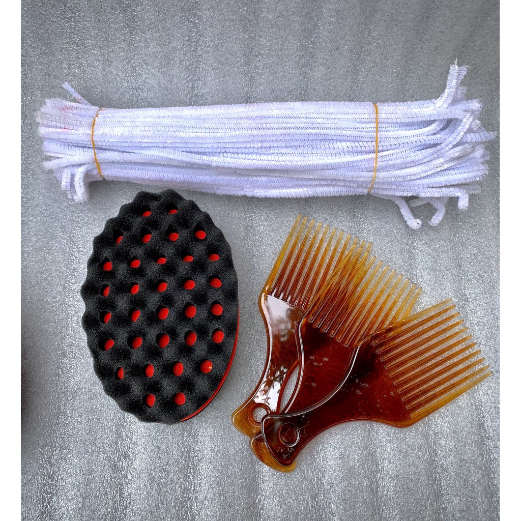Combo lược , 100 sợi dây uốn Premlock, Bông phủi
