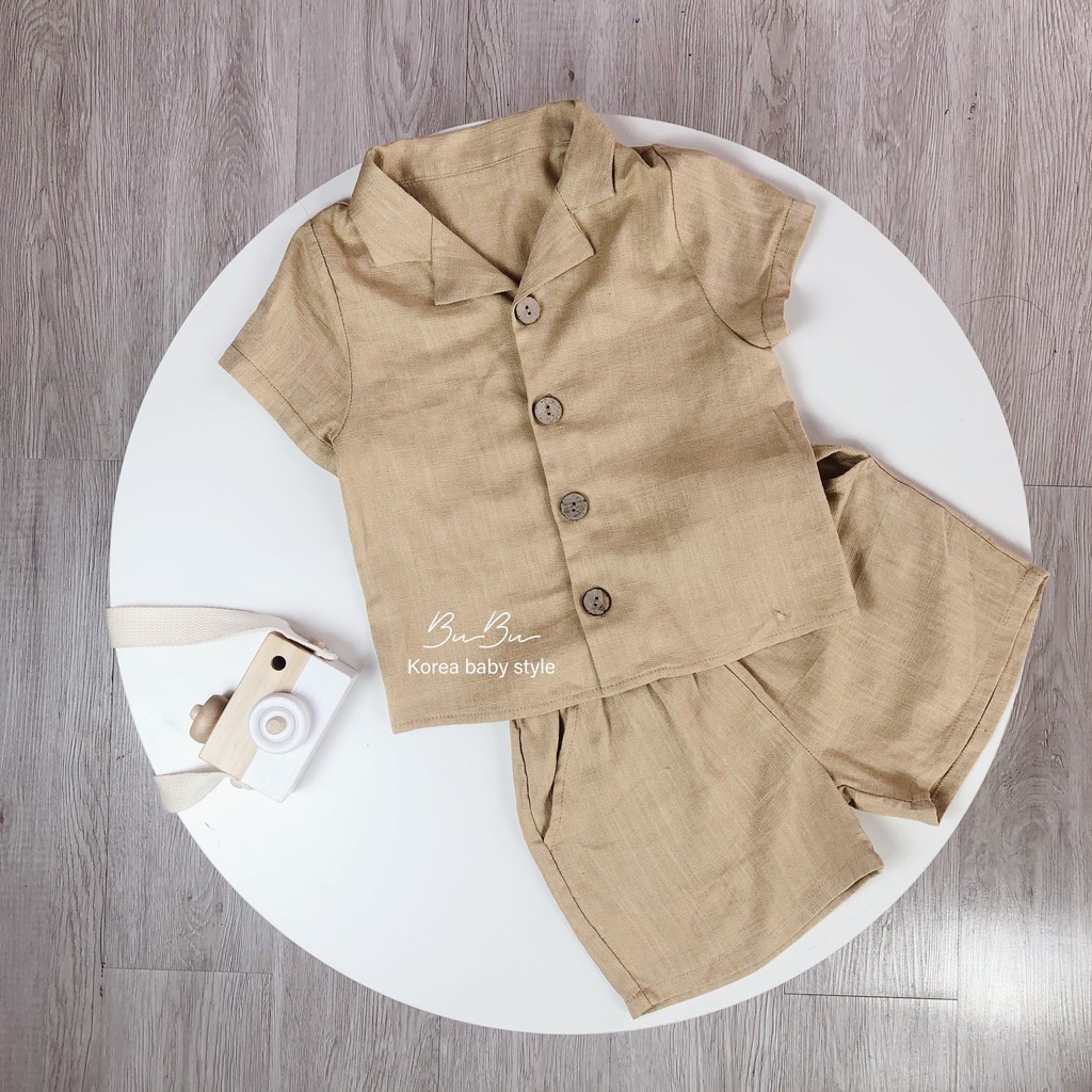 𝐒𝐞𝐭 𝐂𝐨̂̉ 𝐕𝐞𝐬𝐭 𝐂𝐨̣̂𝐜 - Chất Linen Cho Bé Trai
