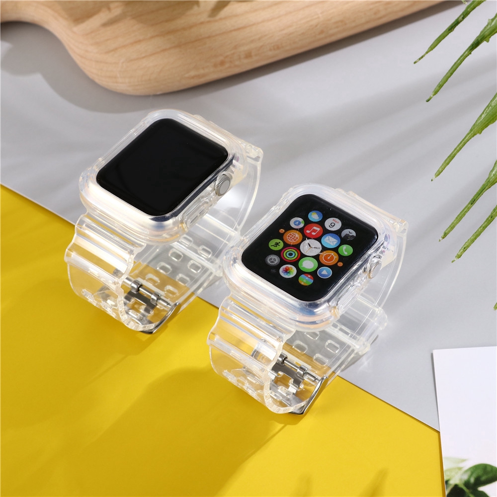 Ốp mặt đồng hồ + Dây đeo đồng hồ Jansin bằng silicon mềm 45mm 41mm 40mm 44mm thích hợp cho iwatch series 7 6 SE 5 4 3