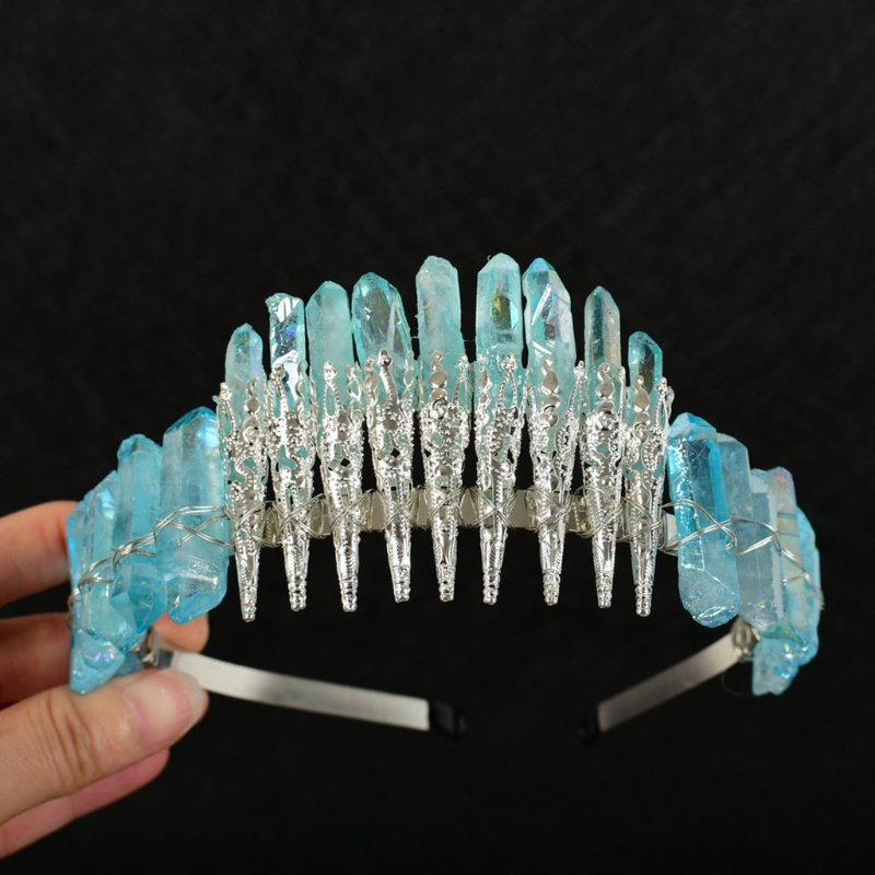 Flgo Vương Miện Thạch Anh Pha Lê Raw Cài Tóc Dự Tiệc Tùng