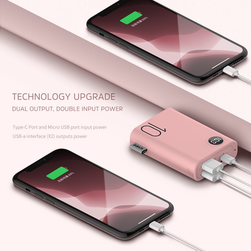 Sạc dự phòng KIVEE PF23P 10000mAh Macaron tích hợp 4 cổng sạc + đèn LED hiển thị nguồn cho iPhone Huawei Samsung Xiaomi