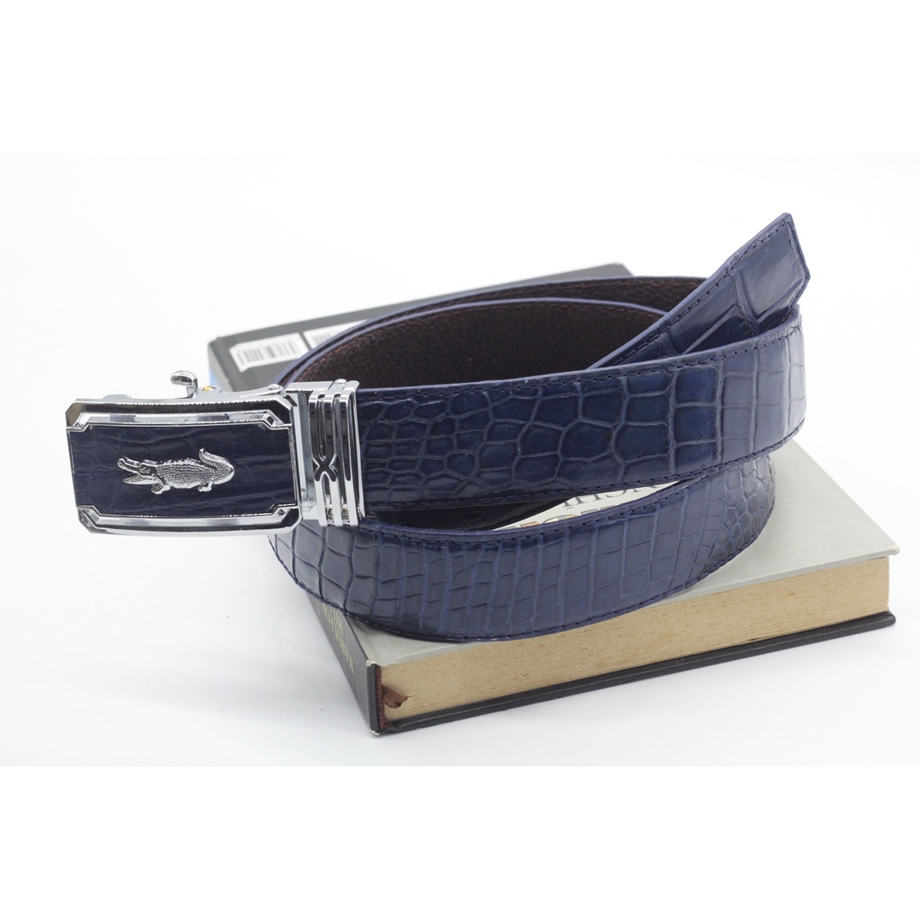 Thắt Lưng Nam - Dây Nịt Nam Da Cá Sấu Thật Mặt Khóa Trượt Cao cấp Sang Trọng Bản Liền Không Nối, BẢO HÀNH 12 THÁNG