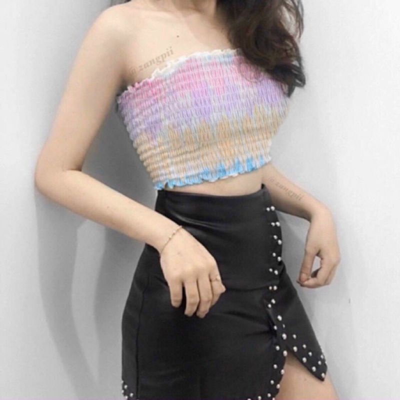 ÁO ỐNG NHÚN Loang Màu Fom Croptop