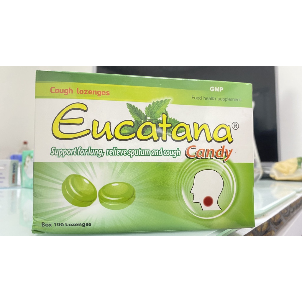 Eucatana kẹo ngậm giảm ho đau họng từ thảo dược -  từ tinh dầu gừng, bạc hà, quế, khuynh diệp