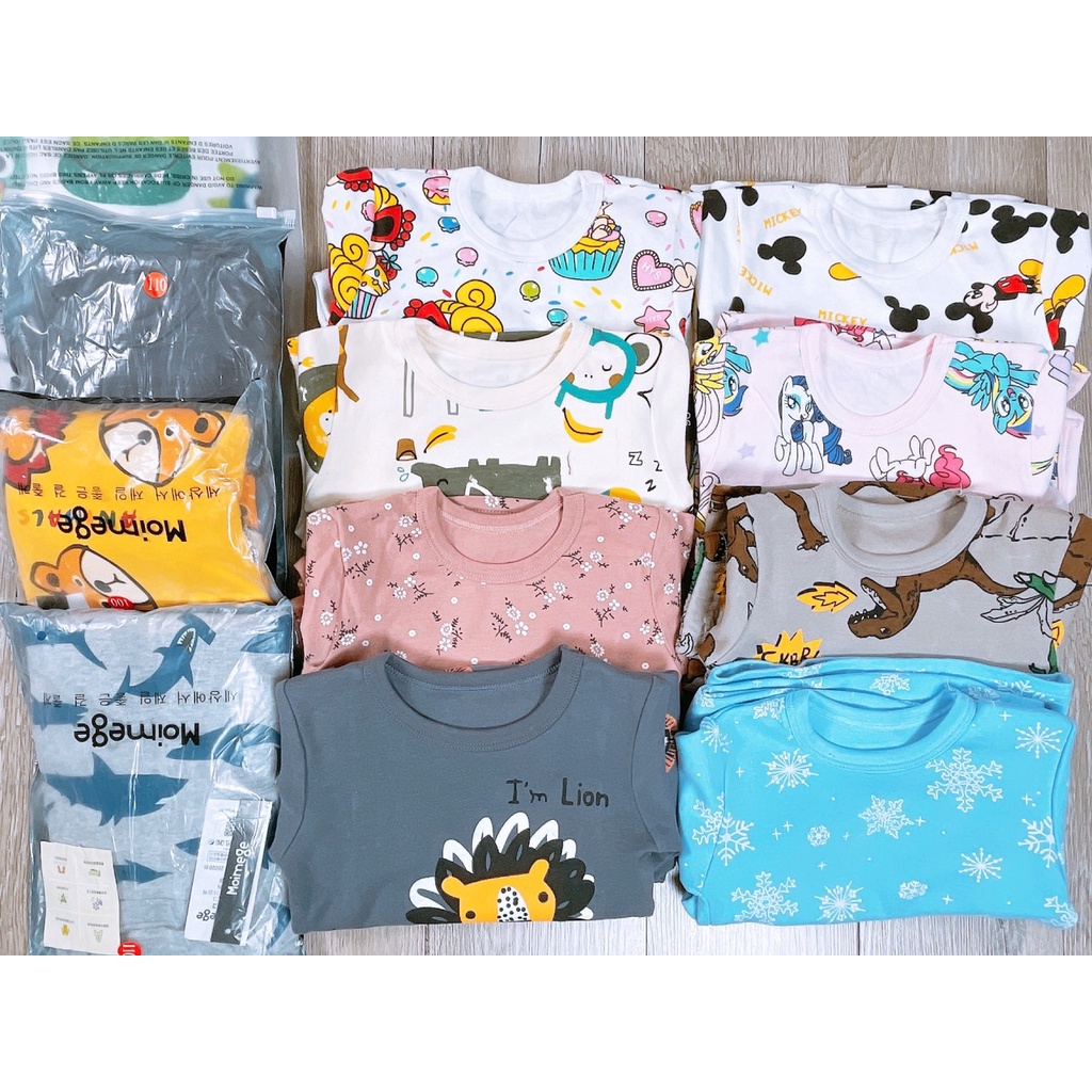 Bộ xuất hàn dài tay cho bé trai bé gái Moimege túi zip xịn xò_Chất thun cotton co giãn 4 chiều