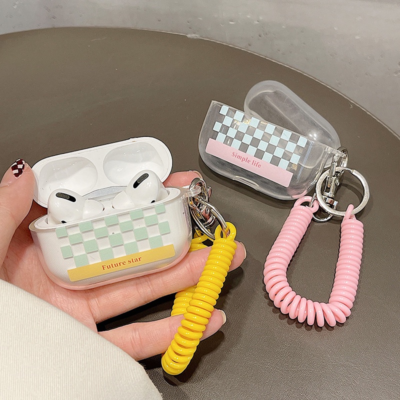 Vỏ Bảo Vệ Hộp Sạc Tai Nghe airpods 1 2 Pro 3rd Generation Pro 1/2 Trong Suốt Chống Sốc Họa Tiết Hoạt Hình Kèm Dây Đeo Kiểu Nhật Hàn