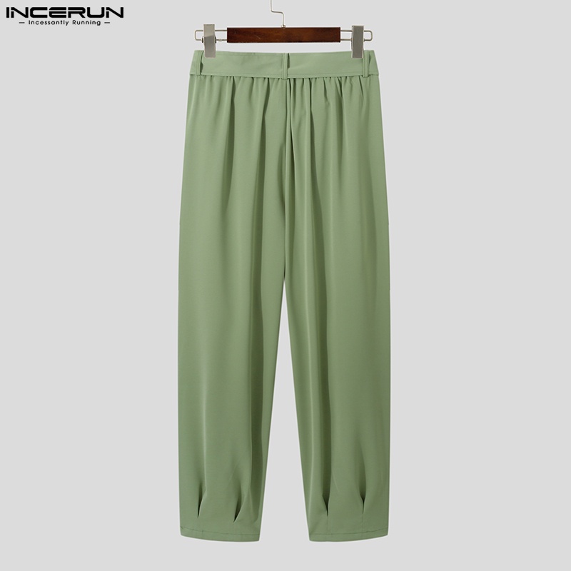 Quần ống rộng Incerun màu trơn phối dây rút sành điệu cho nam