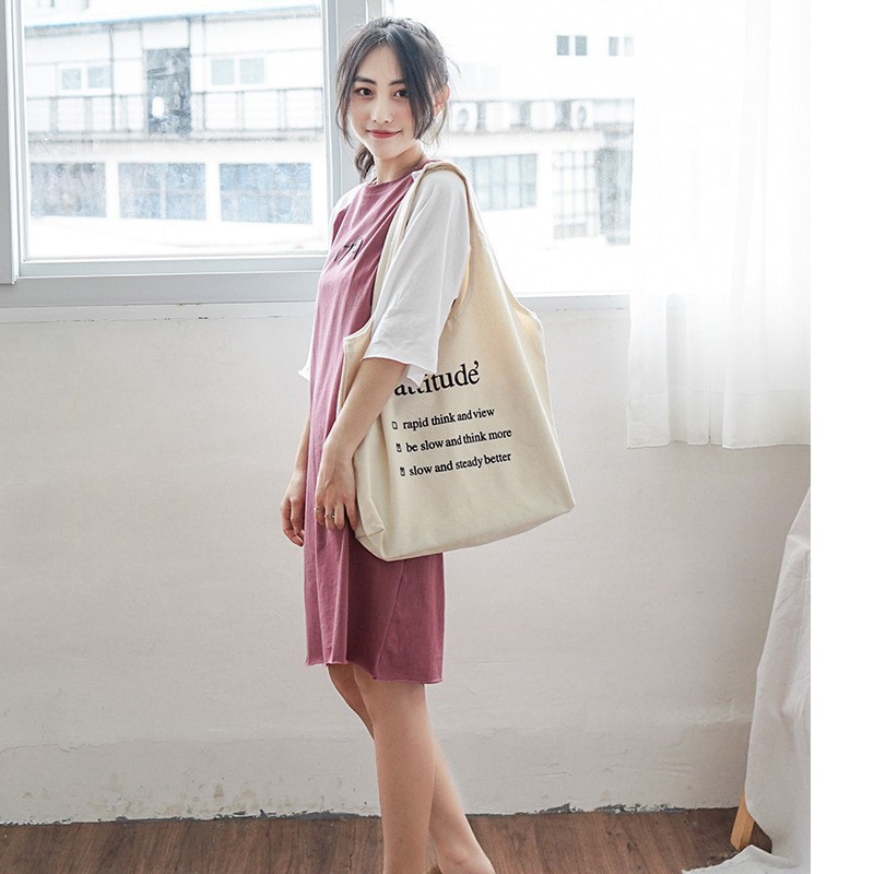 Túi Tote Vải Đeo Vai ❤️FREESHIP❤️ Giảm 5k khi nhập mã [ MICOCHI5k]  _Túi Attitude Style Hàn Quốc New 2020