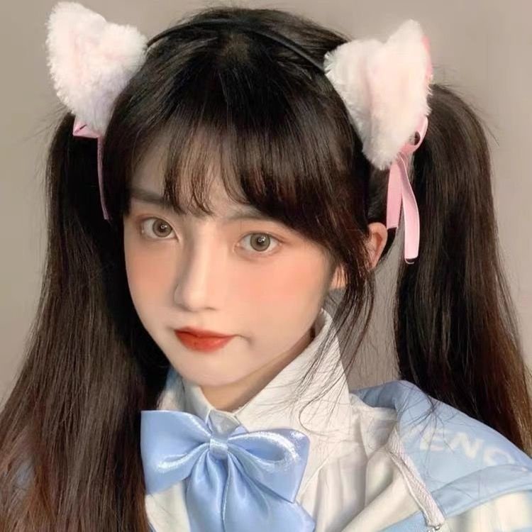 Băng đô cài tóc kẹp tai mèo lông đính chuông xinh xắn dùng để cosplay