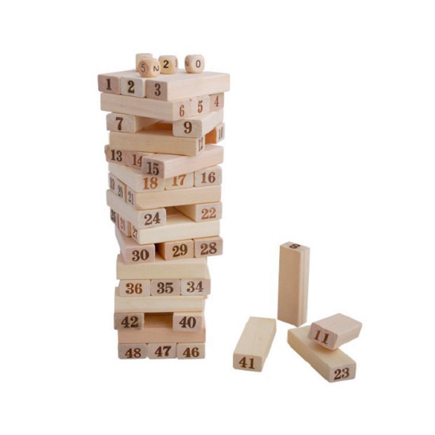 Xả Kho Rút gỗ số thông minh 48 thanh loại to - Domino gỗ cho bé