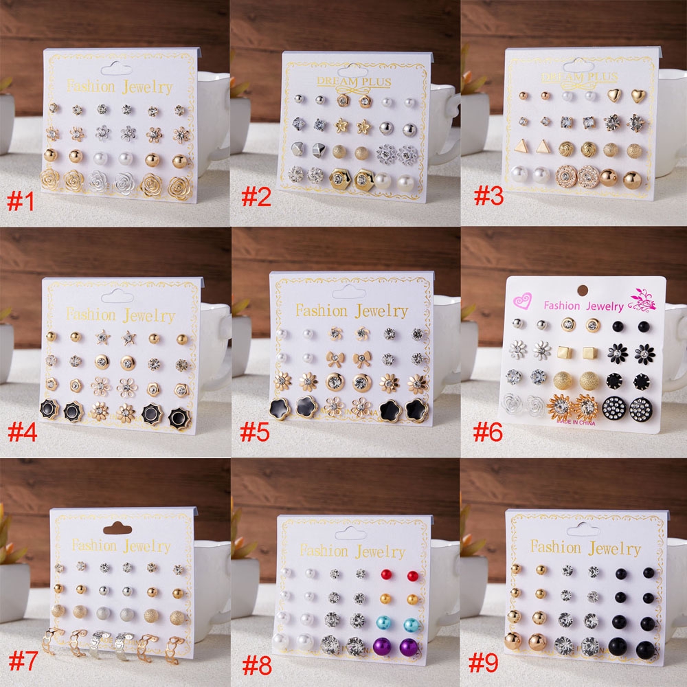 Set hoa tai đính ngọc trai nhân tạo lấp lánh thời trang