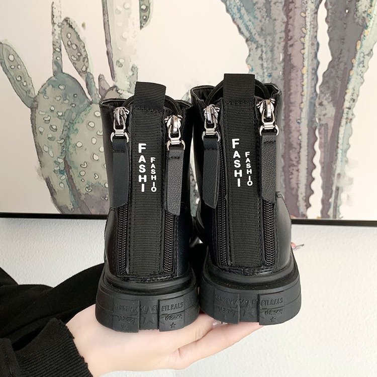 Giày bốt Martin cổ ngắn phối dây kéo thời trang cho nữ