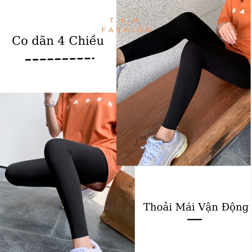 Quần Legging Dài Xuất Hàn Nâng Mông Cạp Cao Gen Bụng Co Dãn 4 Chiều Size To Đại Bigsize 80kg Tep fashion - LGDAI01