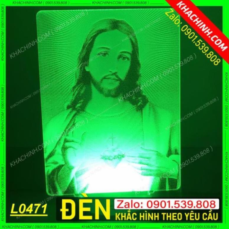 Đèn thờ khắc hình Chúa - nhận làm ảnh theo yêu cầu - Mẫu L0471-L có Remote thay đổi 16 màu