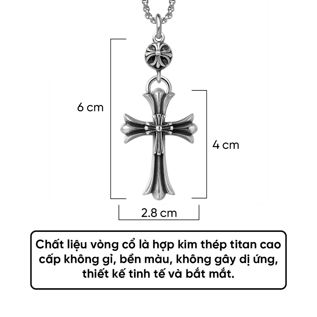 Vòng Cổ Dây Chuyền Chrome Hearts Đôi Thép Titan Không Gỉ Dành Cho Nam Nữ