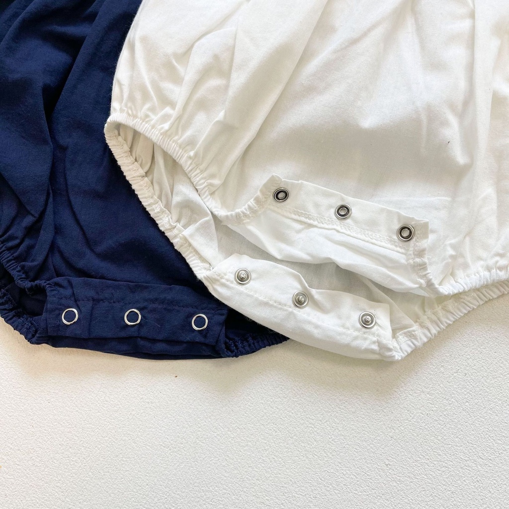 Áo liền quần không tay cổ bẻ thêu hoa dành cho bé gái sơ sinh