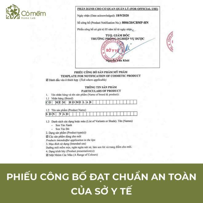 Son Dưỡng Táo Hữu Cơ Dưỡng Môi Mềm Mại Giảm Thâm Môi An Toàn Cho Cả Bà Bầu Cỏ Mềm 4g