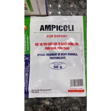 1 gói AMPICOLI SAKAN 50g dùng cho gà vịt ngan, heo, bê, nghé