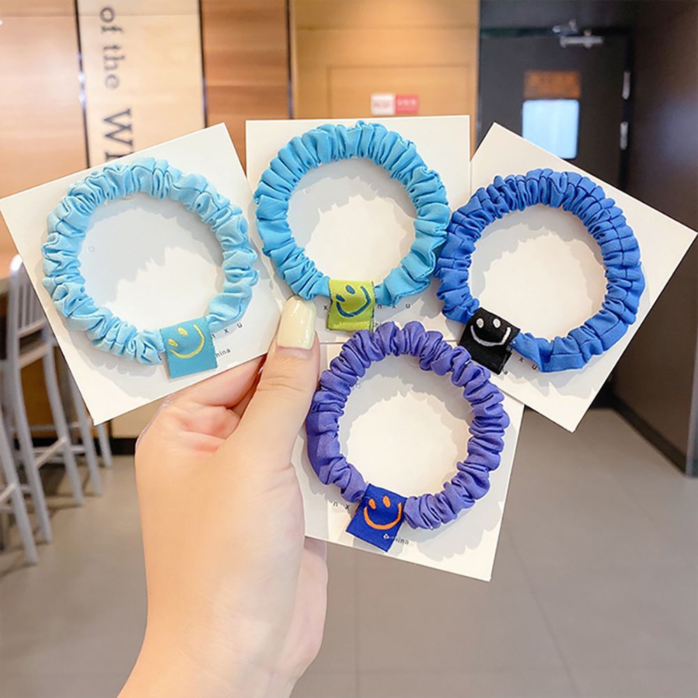 Dây Cột Tóc Vải Co Giãn Màu Kẹo Hình Mặt Cười Dễ Thương Phong Cách Hàn Quốc Cho Nữ
